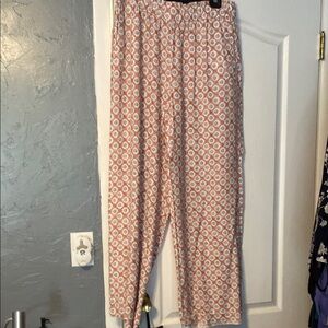 Ann Taylor Pink and White Wide Leg Pants